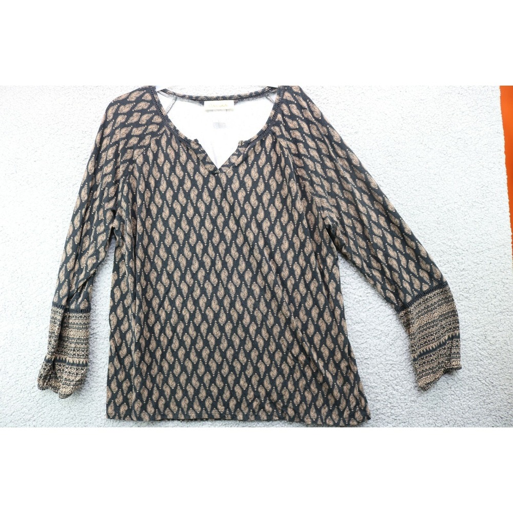 Women's Davina Top-Black w/Brown Paisley-Size XL-Very Soft